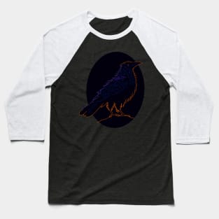 Crow or raven design. A black bird silhouette, with a sunset reflection Baseball T-Shirt